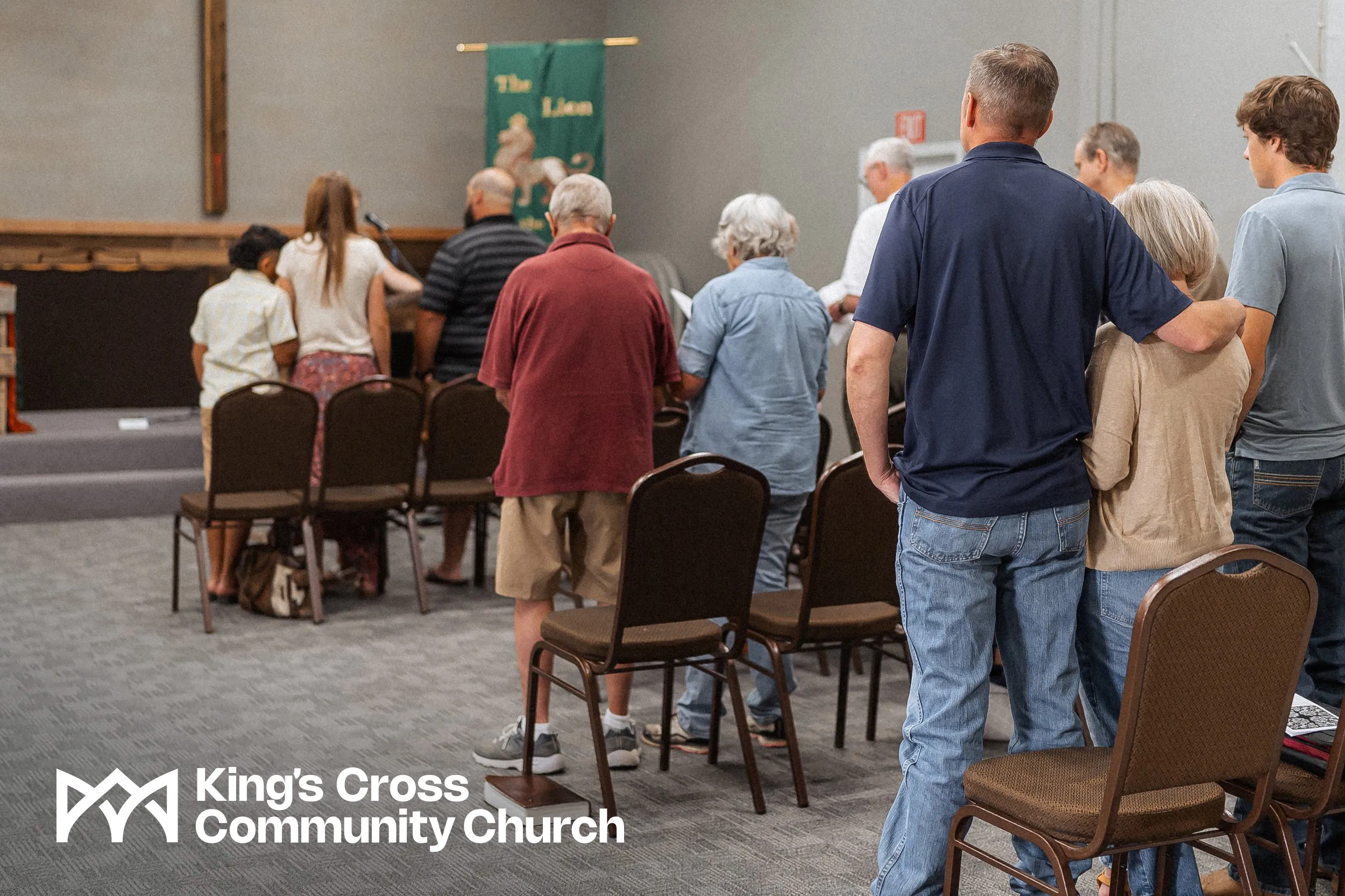 A church family worshiping on Sunday morning